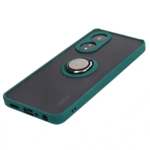 Bizon Case Hybrid Gyűrű Oppo A58 4G füstös színben, sötétzöld kerettel