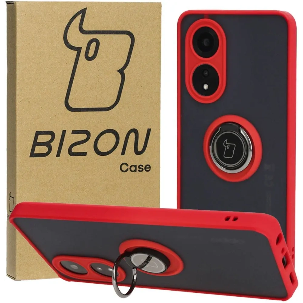Wholesale Bizon Case Hybrid Ring Oppo A58 4G smoky with a red frame - BIZ3961 - {ean13} - Hurt