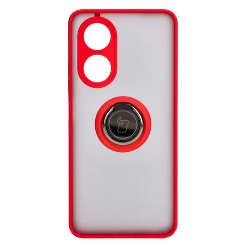 Etui z uchwytem na palec Bizon Case Hybrid Ring do Oppo A58 4G przydymione z czerwoną ramką