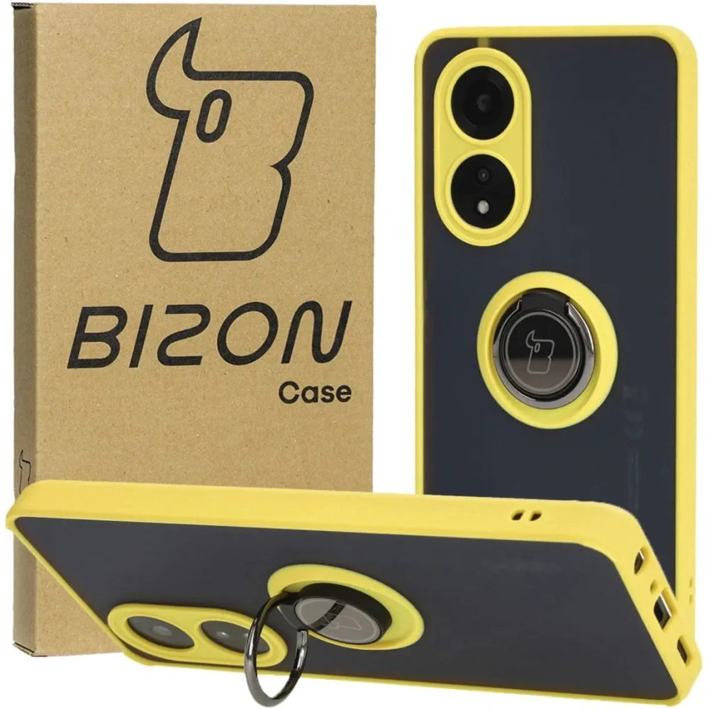 Wholesale Bizon Case Hybrid Ring Oppo A58 4G smoky with a yellow frame - BIZ3963 - {ean13} - Hurt