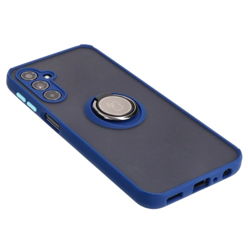 Etui z uchwytem na palec Bizon Case Hybrid Ring do Samsung Galaxy M34 5G przydymione z granatową ramką