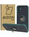 Etui z uchwytem na palec Bizon Case Hybrid Ring do Samsung Galaxy M34 5G przydymione z ciemnozieloną ramką