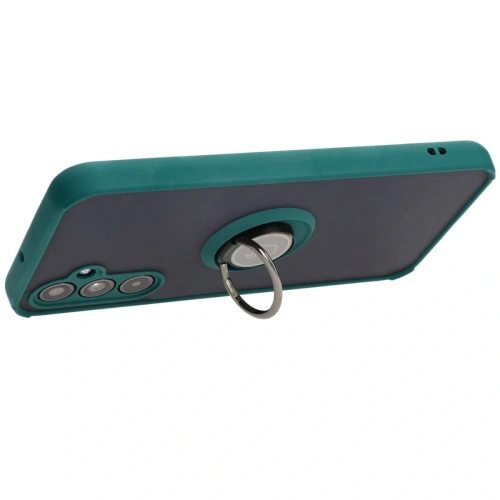 Etui z uchwytem na palec Bizon Case Hybrid Ring do Samsung Galaxy M34 5G przydymione z ciemnozieloną ramką