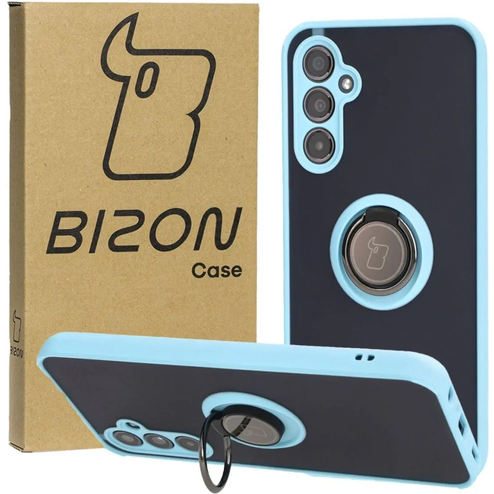 Hurtownia GSM - Etui s úchopem na prst Bizon Case Hybrid Ring do Samsung Galaxy M34 5G kouřové s jasně modrým rámečkem - BIZ3977 - {ean13} - Hurt