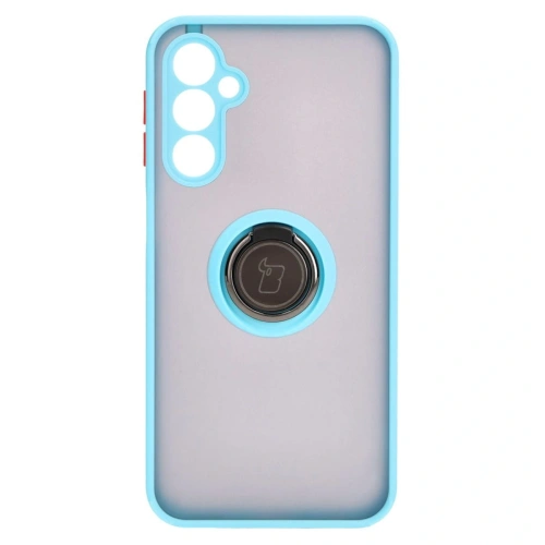 Etui z uchwytem na palec Bizon Case Hybrid Ring do Samsung Galaxy M34 5G przydymione z jasnoniebieską ramką
