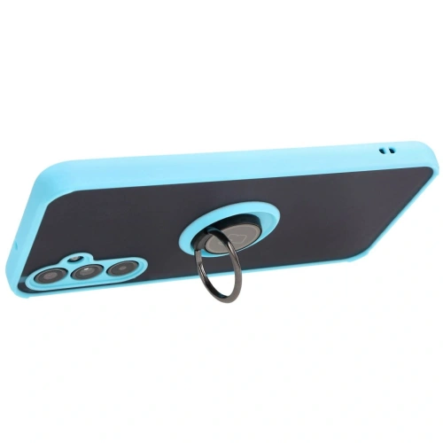 Etui z uchwytem na palec Bizon Case Hybrid Ring do Samsung Galaxy M34 5G przydymione z jasnoniebieską ramką