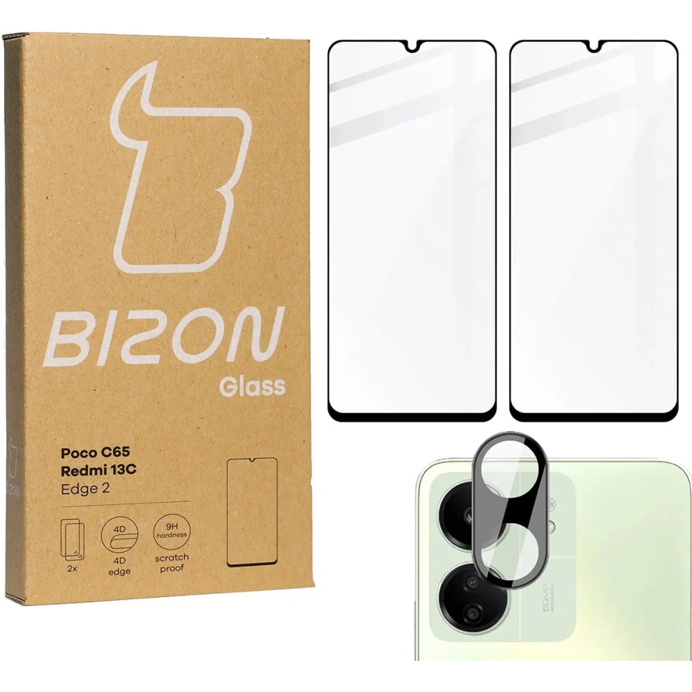 Hurtownia GSM - BIZON Edge 2x képernyőüveg + kameraüveg Redmi 13C / Poco C65 - BIZ4003 - {ean13} - Hurt
