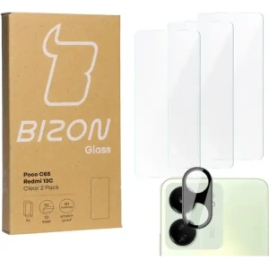Hurtownia GSM - 3x Sklo na obrazovku + sklo na fotoaparát BIZON Clear pro Redmi 13C/Poco C65 - BIZ4004 - {ean13} - Hurt