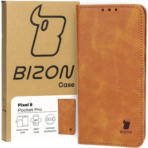 Etui z klapką Bizon Case Pocket Pro do Google Pixel 8 brązowe