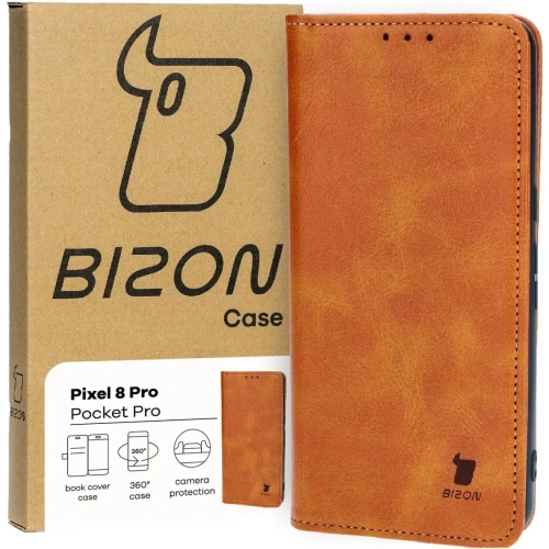 Etui z klapką Bizon Case Pocket Pro do Google Pixel 8 Pro brązowe