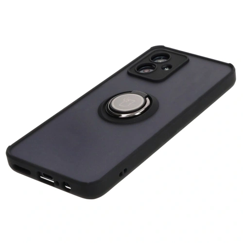Etui z uchwytem na palec Bizon Case Hybrid Ring do Motorola Moto G54 5G przydymione z czarną ramką