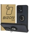 Etui s úchopem na prst Bizon Case Hybrid Ring pro Motorola Moto G84 5G kouřové s černým rámem