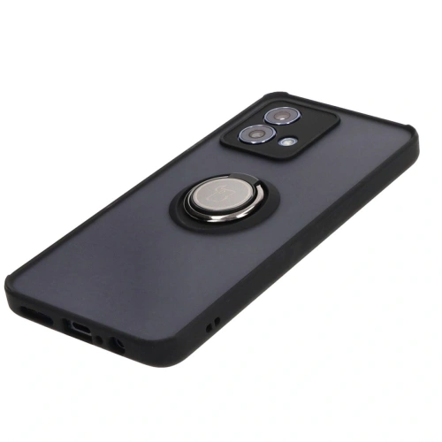 Etui z uchwytem na palec Bizon Case Hybrid Ring do Motorola Moto G84 5G przydymione z czarną ramką