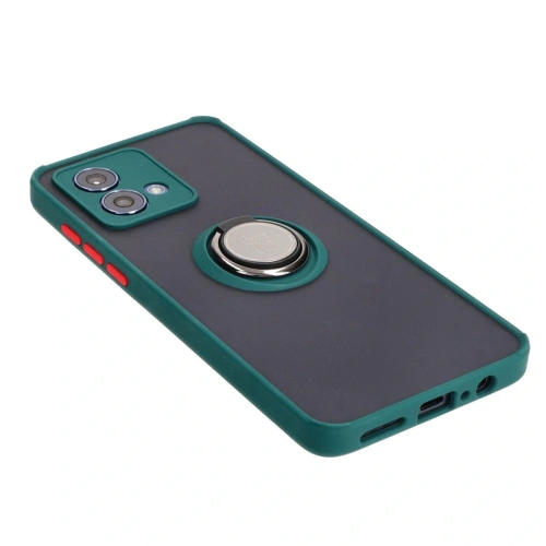Etui z uchwytem na palec Bizon Case Hybrid Ring do Motorola Moto G84 5G przydymione z ciemnozieloną ramką