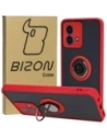 Etui s úchopem na prst Bizon Case Hybrid Ring pro Motorola Moto G84 5G kouřové s červeným rámem