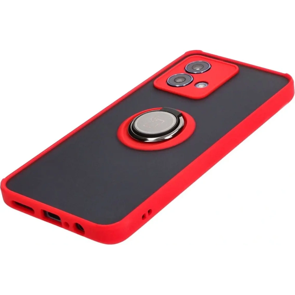 Hurtownia GSM - Etui s úchopem na prst Bizon Case Hybrid Ring pro Motorola Moto G84 5G kouřové s červeným rámem - BIZ4016 - {ean13} - Hurt