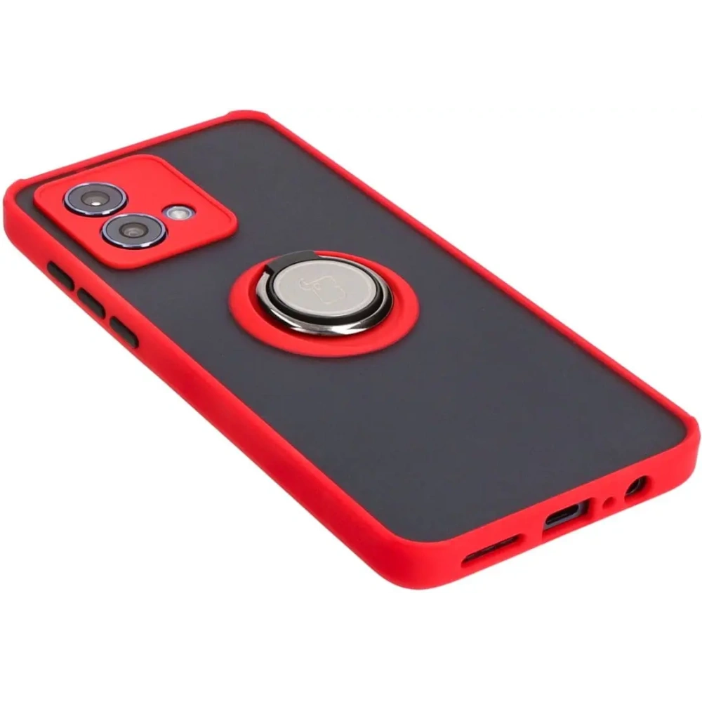 Hurtownia GSM - Etui s úchopem na prst Bizon Case Hybrid Ring pro Motorola Moto G84 5G kouřové s červeným rámem - BIZ4016 - {ean13} - Hurt