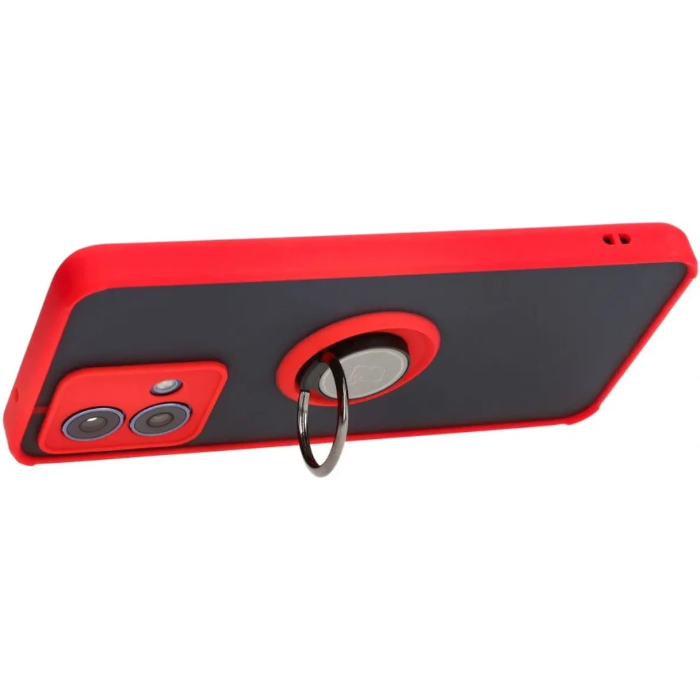 Hurtownia GSM - Etui s úchopem na prst Bizon Case Hybrid Ring pro Motorola Moto G84 5G kouřové s červeným rámem - BIZ4016 - {ean13} - Hurt