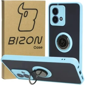Hurtownia GSM - Etui z uchwytem na palec Bizon Case Hybrid Ring do Motorola Moto G84 5G kouřové s jasně modrým rámem - BIZ4017 - {ean13} - Hurt