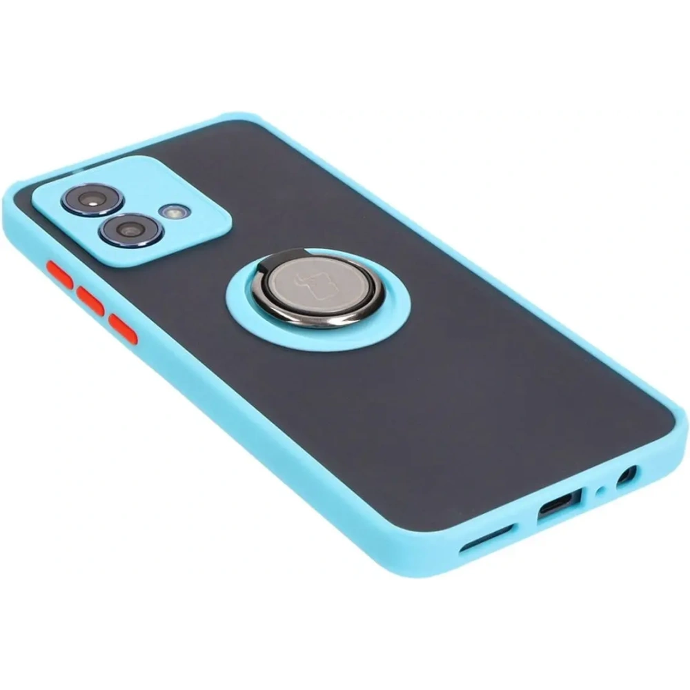 Hurtownia GSM - Etui z uchwytem na palec Bizon Case Hybrid Ring do Motorola Moto G84 5G kouřové s jasně modrým rámem - BIZ4017 - {ean13} - Hurt