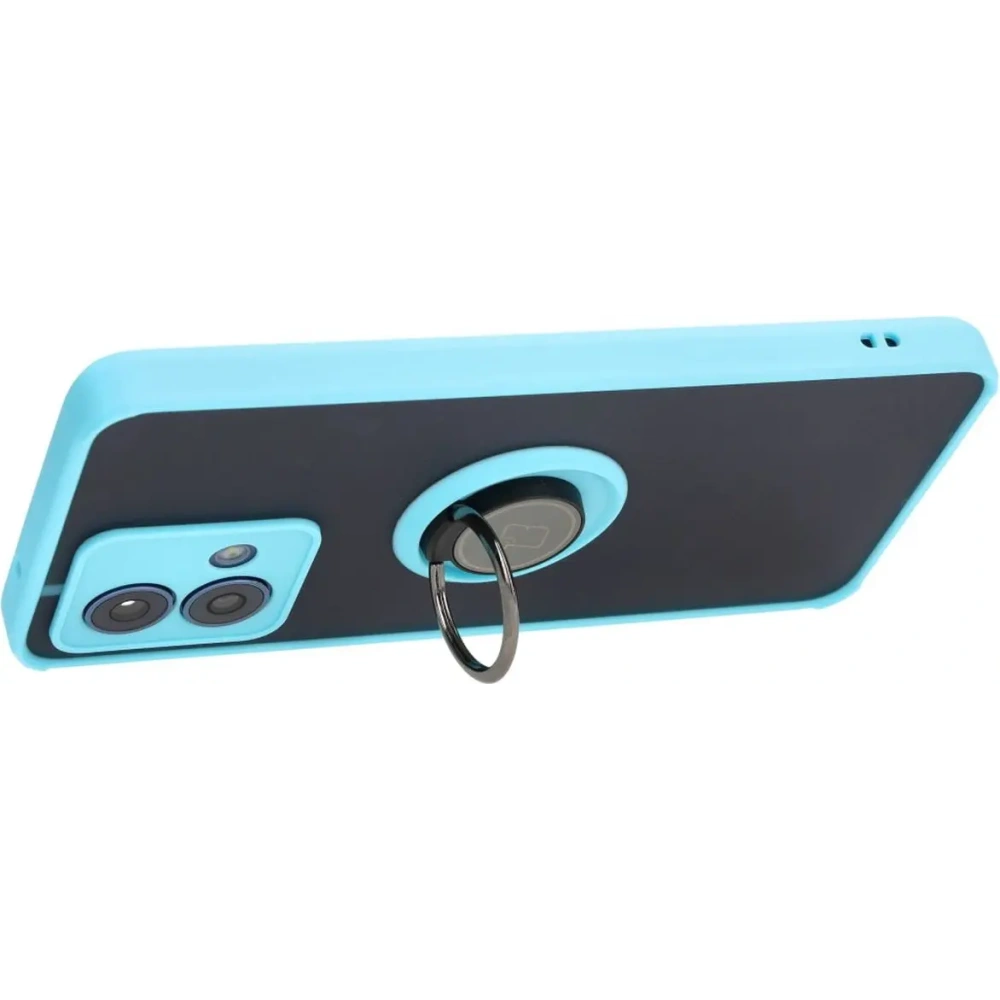 Hurtownia GSM - Etui z uchwytem na palec Bizon Case Hybrid Ring do Motorola Moto G84 5G kouřové s jasně modrým rámem - BIZ4017 - {ean13} - Hurt