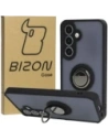Bizon Case Hybrid Ring Samsung Galaxy S24 fumuriu cu un cadru negru