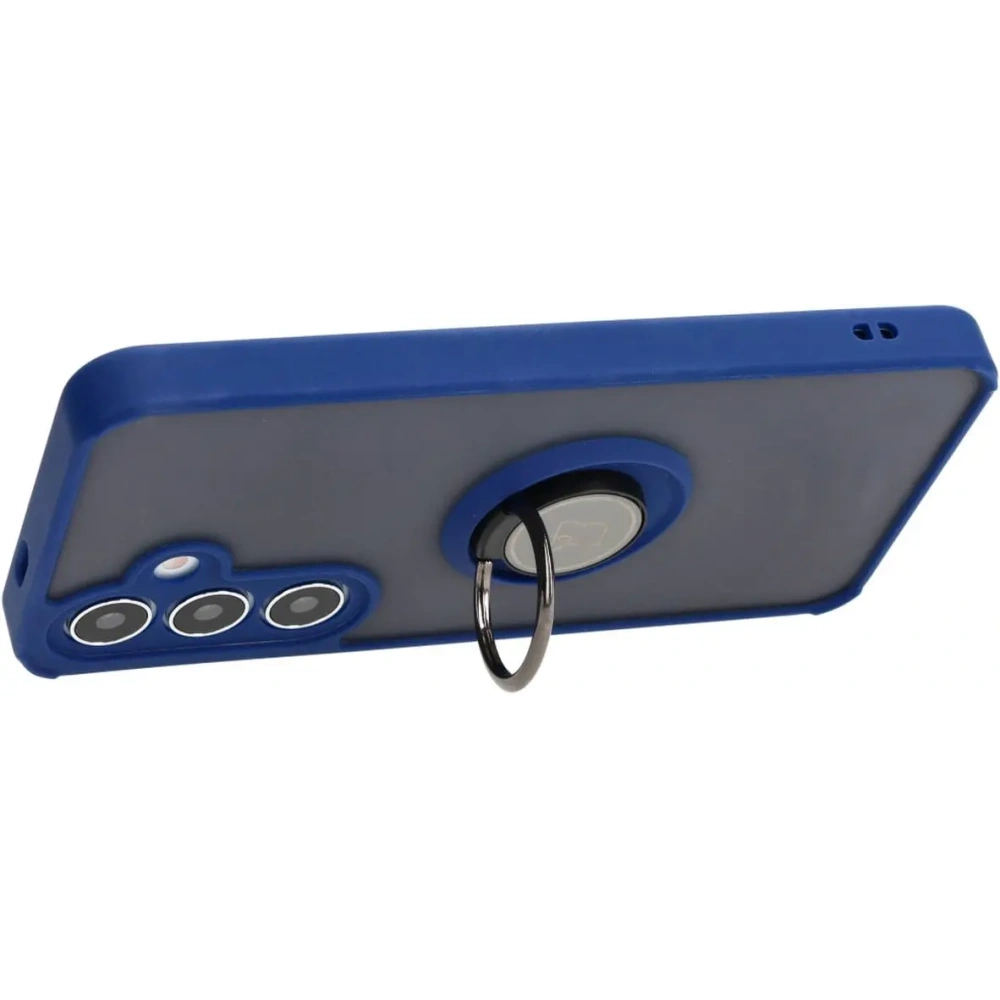 Hurtownia GSM - Etui z uchwytem na palec Bizon Case Hybrid Ring do Samsung Galaxy S24 przydymione z granatową ramką - BIZ4020 - {ean13} - Hurt