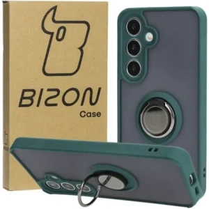 Hurtownia GSM - Etui z uchwytem na palec Bizon Case Hybrid Ring do Samsung Galaxy S24 dymové s tmavě zeleným rámem - BIZ4021 - {ean13} - Hurt