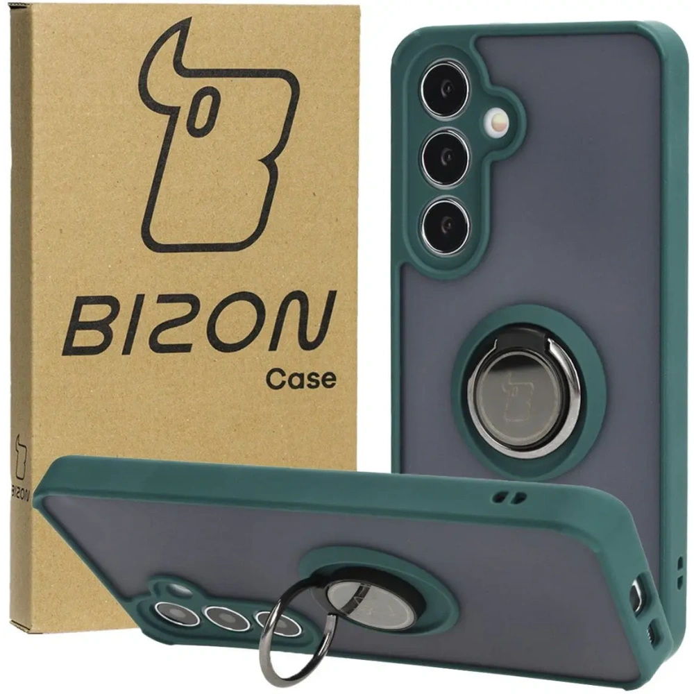 Hurtownia GSM - Bizon Case Hybrid Ring Samsung Galaxy S24 fumuriu cu un cadru verde închis - BIZ4021 - {ean13} - Hurt