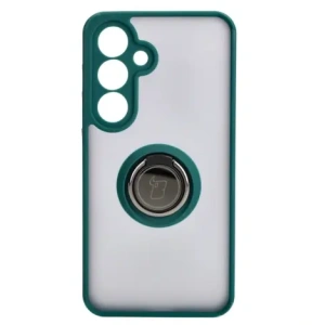 Hurtownia GSM - Etui z uchwytem na palec Bizon Case Hybrid Ring do Samsung Galaxy S24 dymové s tmavě zeleným rámem - BIZ4021 - {ean13} - Hurt