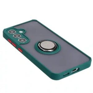 Hurtownia GSM - Etui z uchwytem na palec Bizon Case Hybrid Ring do Samsung Galaxy S24 przydymione z ciemnozieloną ramką - BIZ4021 - {ean13} - Hurt