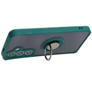 Hurtownia GSM - Etui z uchwytem na palec Bizon Case Hybrid Ring do Samsung Galaxy S24 przydymione z ciemnozieloną ramką - BIZ4021 - {ean13} - Hurt