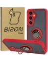 Bizon Case Hybrid Ring Samsung Galaxy S24 fumuriu cu un cadru roșu