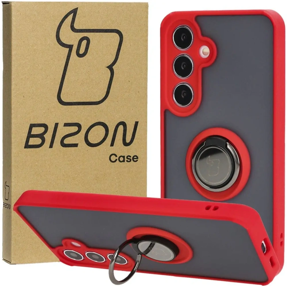 Hurtownia GSM - Bizon Case Hybrid Ring Samsung Galaxy S24 fumuriu cu un cadru roșu - BIZ4022 - {ean13} - Hurt