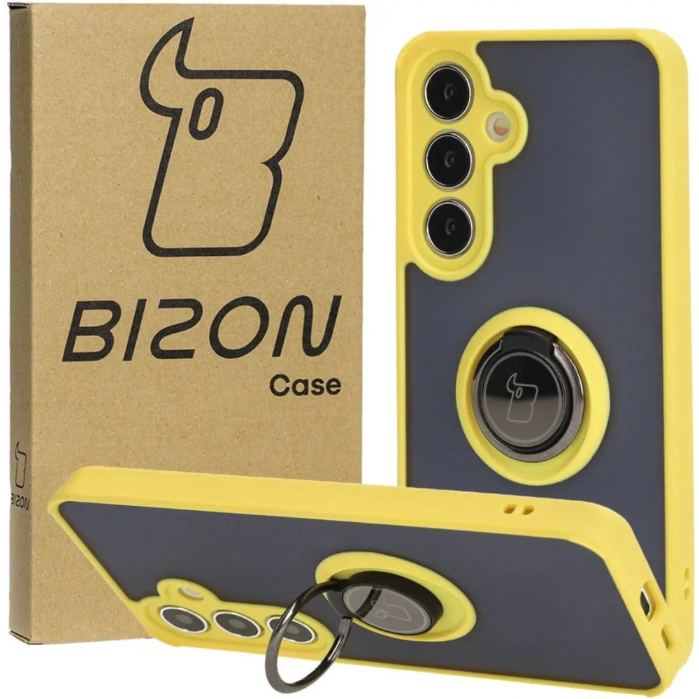 Hurtownia GSM - Bizon Case Hybrid Ring Samsung Galaxy S24 fumuriu cu un cadru galben - BIZ4024 - {ean13} - Hurt