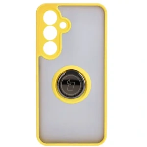 Hurtownia GSM - Etui s držákem na prst Bizon Case Hybrid Ring pro Samsung Galaxy S24 kouřové se žlutým rámem - BIZ4024 - {ean13} - Hurt