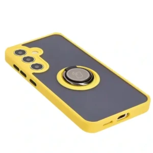 Hurtownia GSM - Etui z uchwytem na palec Bizon Case Hybrid Ring do Samsung Galaxy S24 przydymione z żółtą ramką - BIZ4024 - {ean13} - Hurt