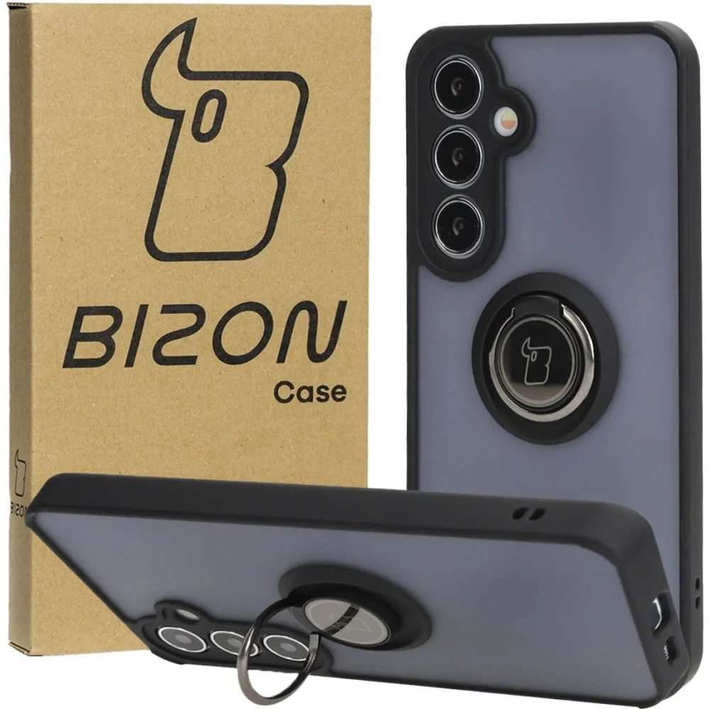 Hurtownia GSM - Bizon Case Hybrid Ring Samsung Galaxy S24 Plus fumuriu cu un cadru negru - BIZ4032 - {ean13} - Hurt