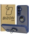 Bizon Case Hybrid Ring Samsung Galaxy S24 Plus smoky cu un cadru albastru închis