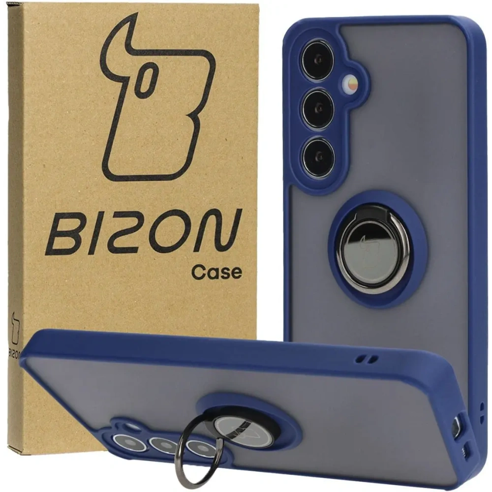 Wholesale Bizon Case Hybrid Ring Samsung Galaxy S24 Plus smoky with a navy blue frame - BIZ4033 - {ean13} - Hurt