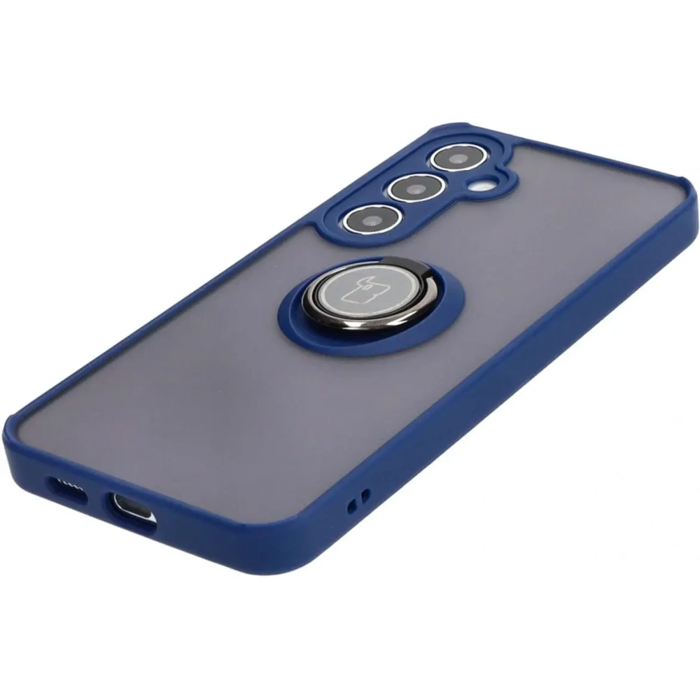 Wholesale Bizon Case Hybrid Ring Samsung Galaxy S24 Plus smoky with a navy blue frame - BIZ4033 - {ean13} - Hurt