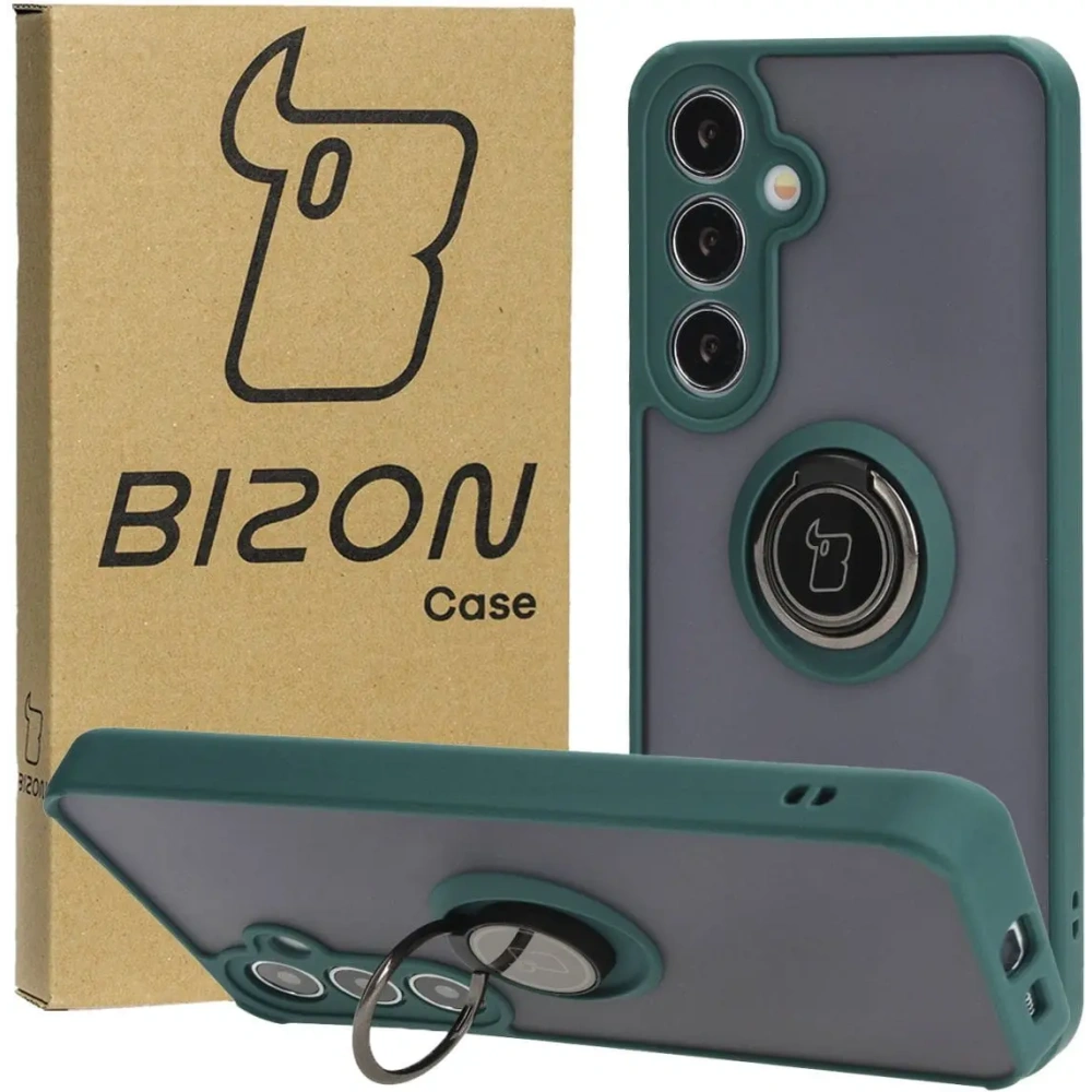 Wholesale Bizon Case Hybrid Ring Samsung Galaxy S24 Plus smoky with a dark green frame - BIZ4034 - {ean13} - Hurt