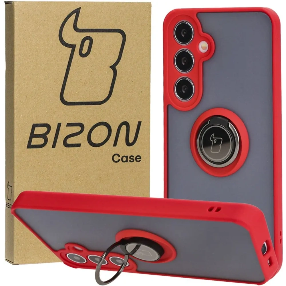 Wholesale Bizon Case Hybrid Ring Samsung Galaxy S24 Plus smoky with a red frame - BIZ4035 - {ean13} - Hurt