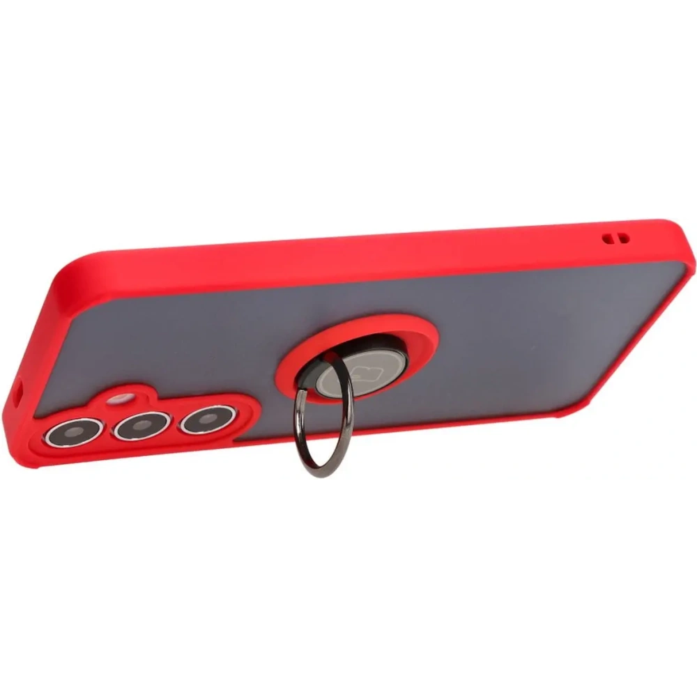 Hurtownia GSM - Etui s úchytem na palec Bizon Case Hybrid Ring do Samsung Galaxy S24 Plus kouřové s červeným rámem - BIZ4035 - {ean13} - Hurt