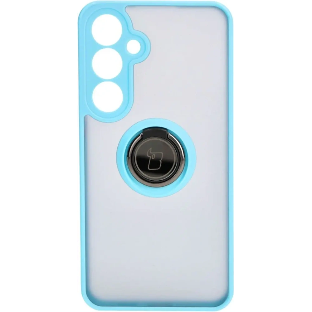 Hurtownia GSM - Etui z uchwytem na palec Bizon Case Hybrid Ring do Samsung Galaxy S24 Plus przydymione z jasnoniebieską ramką - BIZ4036 - {ean13} - Hurt