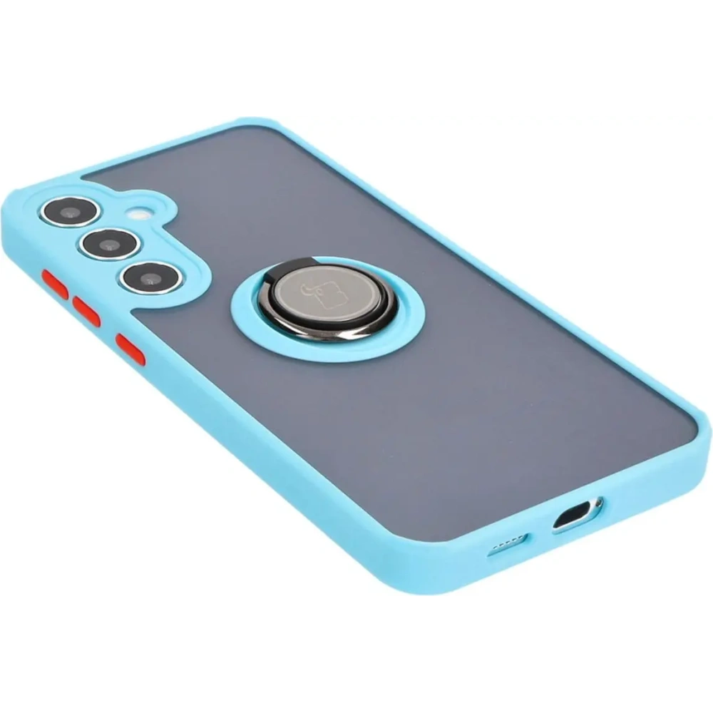 Hurtownia GSM - Etui z uchwytem na palec Bizon Case Hybrid Ring do Samsung Galaxy S24 Plus przydymione z jasnoniebieską ramką - BIZ4036 - {ean13} - Hurt