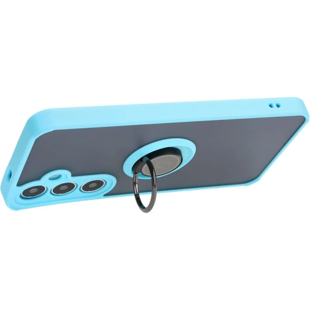 Hurtownia GSM - Etui z uchwytem na palec Bizon Case Hybrid Ring do Samsung Galaxy S24 Plus przydymione z jasnoniebieską ramką - BIZ4036 - {ean13} - Hurt