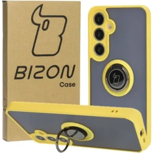 Wholesale Bizon Case Hybrid Ring Samsung Galaxy S24 Plus smoky with a yellow frame - BIZ4037 - {ean13} - Hurt
