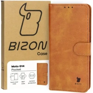 Hurtownia GSM - Bizon tok zsebbe Motorola Moto G14 barna - BIZ4077 - {ean13} - Hurt
