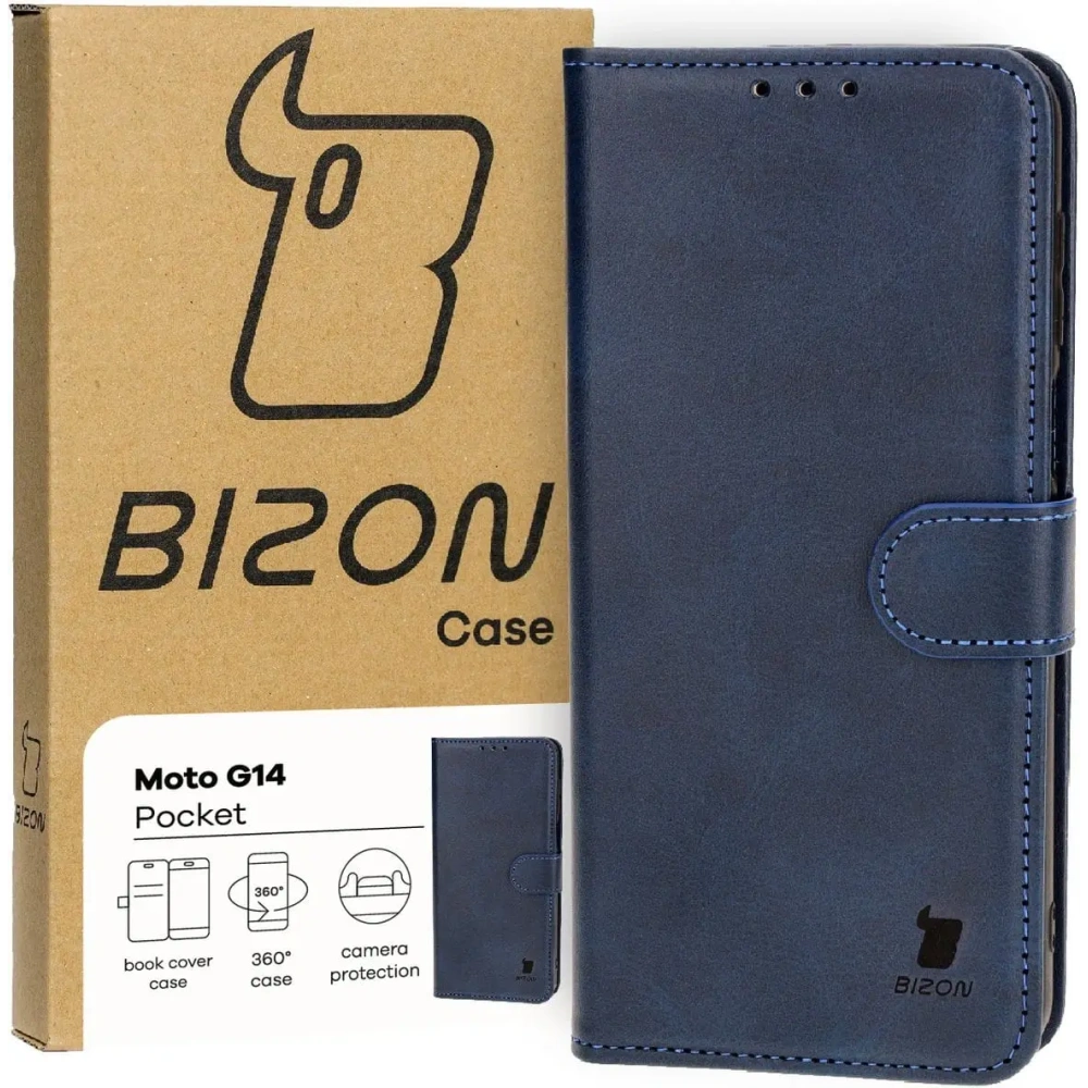 Hurtownia GSM - Etui z klapką Bizon Case Pocket do Motorola Moto G14 granatowe - BIZ4078 - {ean13} - Hurt